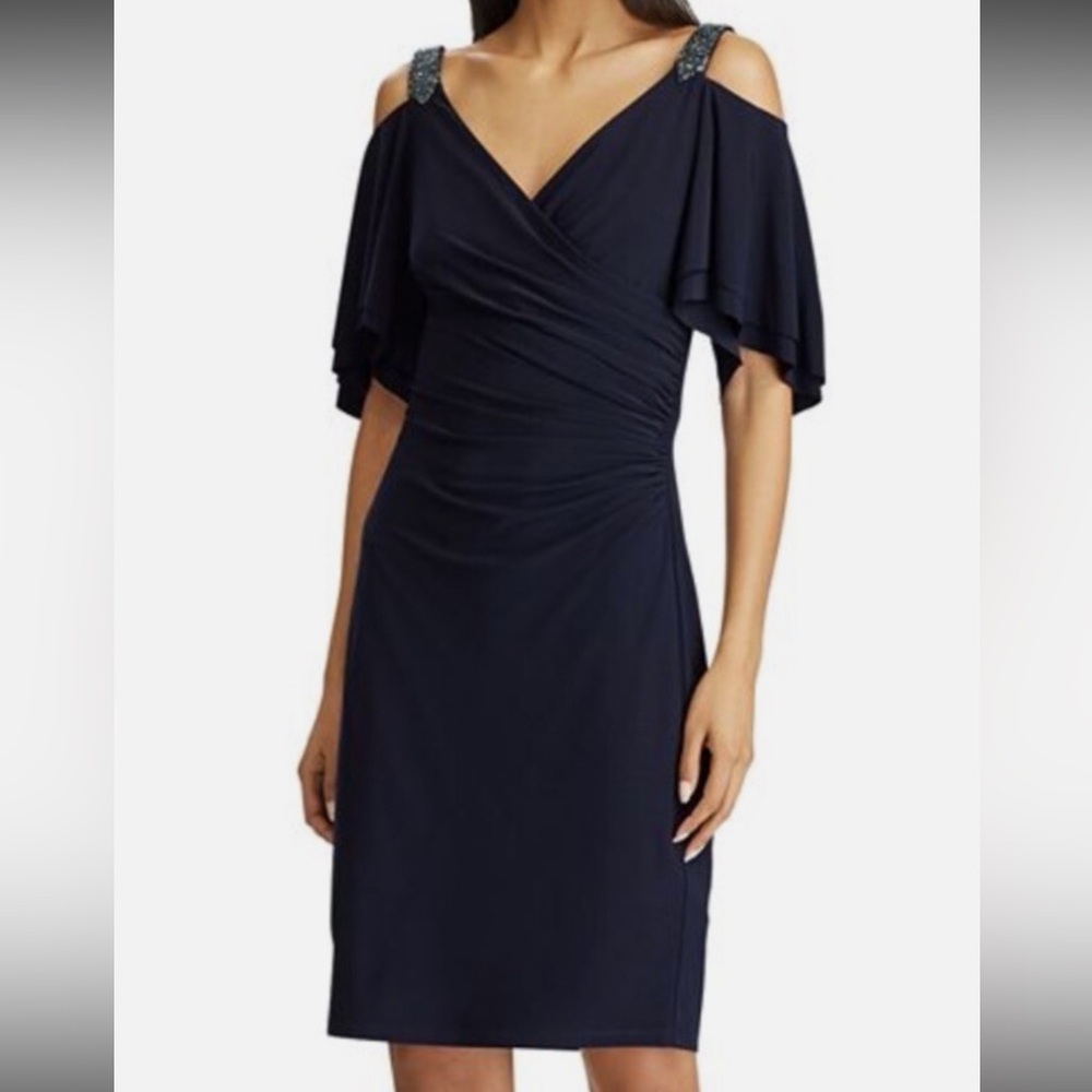 NWT Ralph Lauren Knee Length Dress in Blue size 14